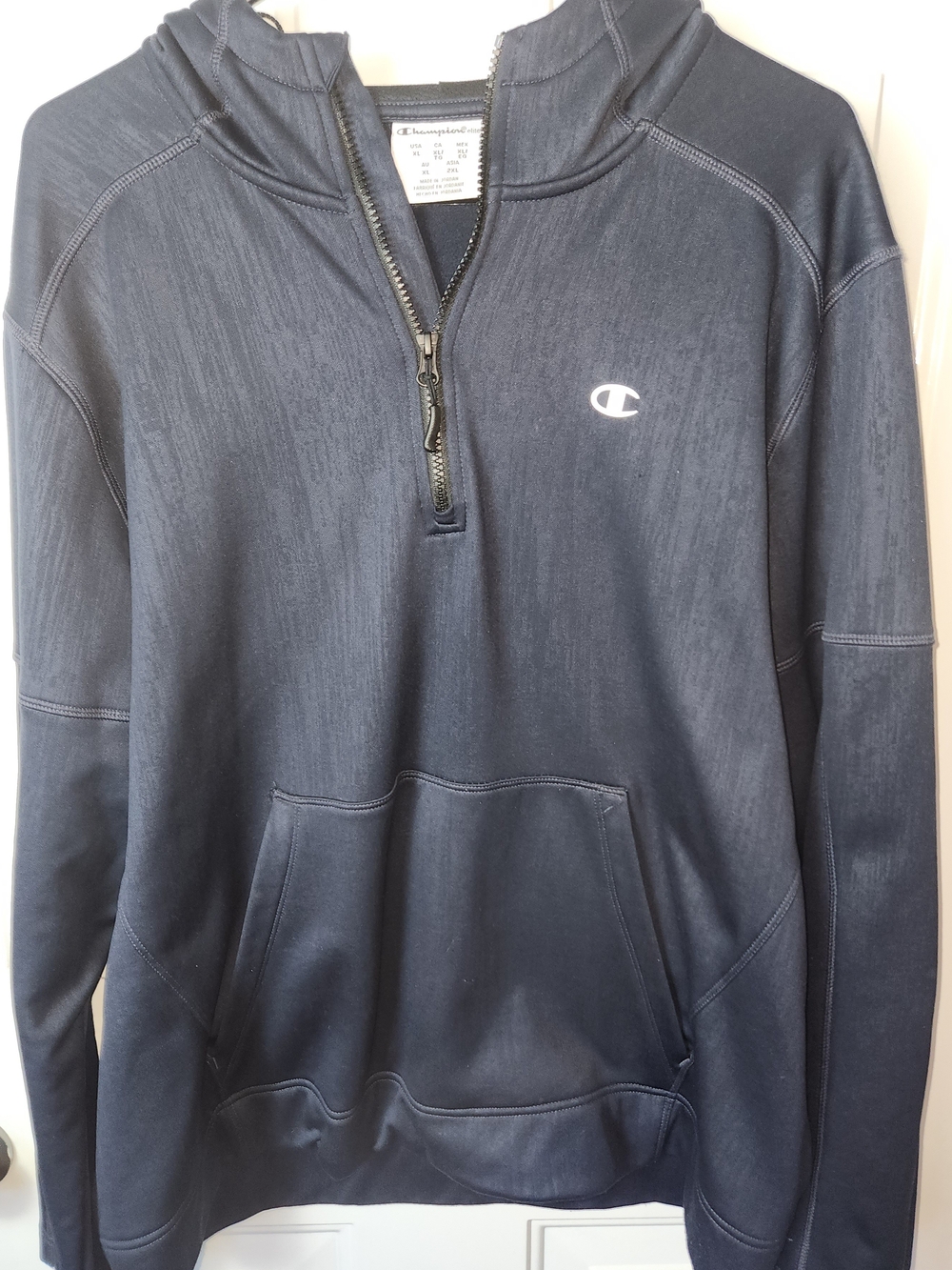 Champion Elite Pullover Hoodie Men's Blue Half Zip Athletic Sweatshirt Size XL